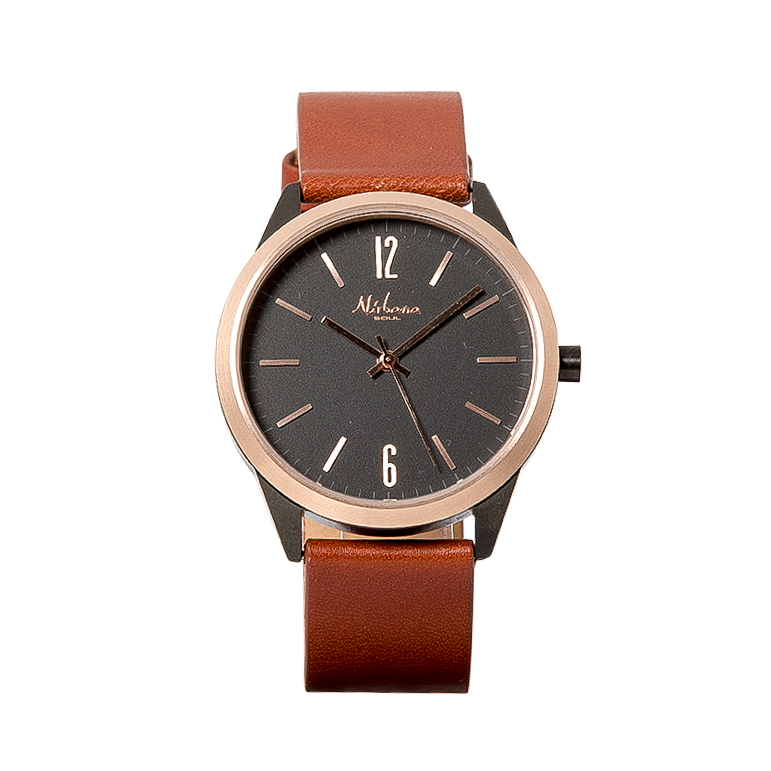 Classic Delux Black/Rosegold Ur + Frosted Agate armbånd