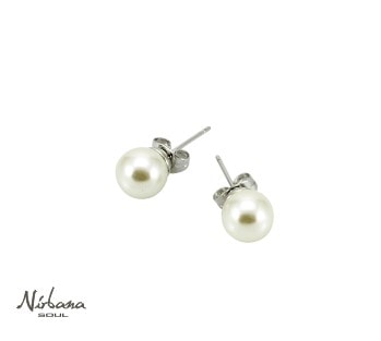Perle øreringe i Hvidguld